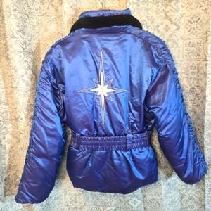 Vintage Polaris ski snow Snowmobile jacket insulated, blue purple metallic med